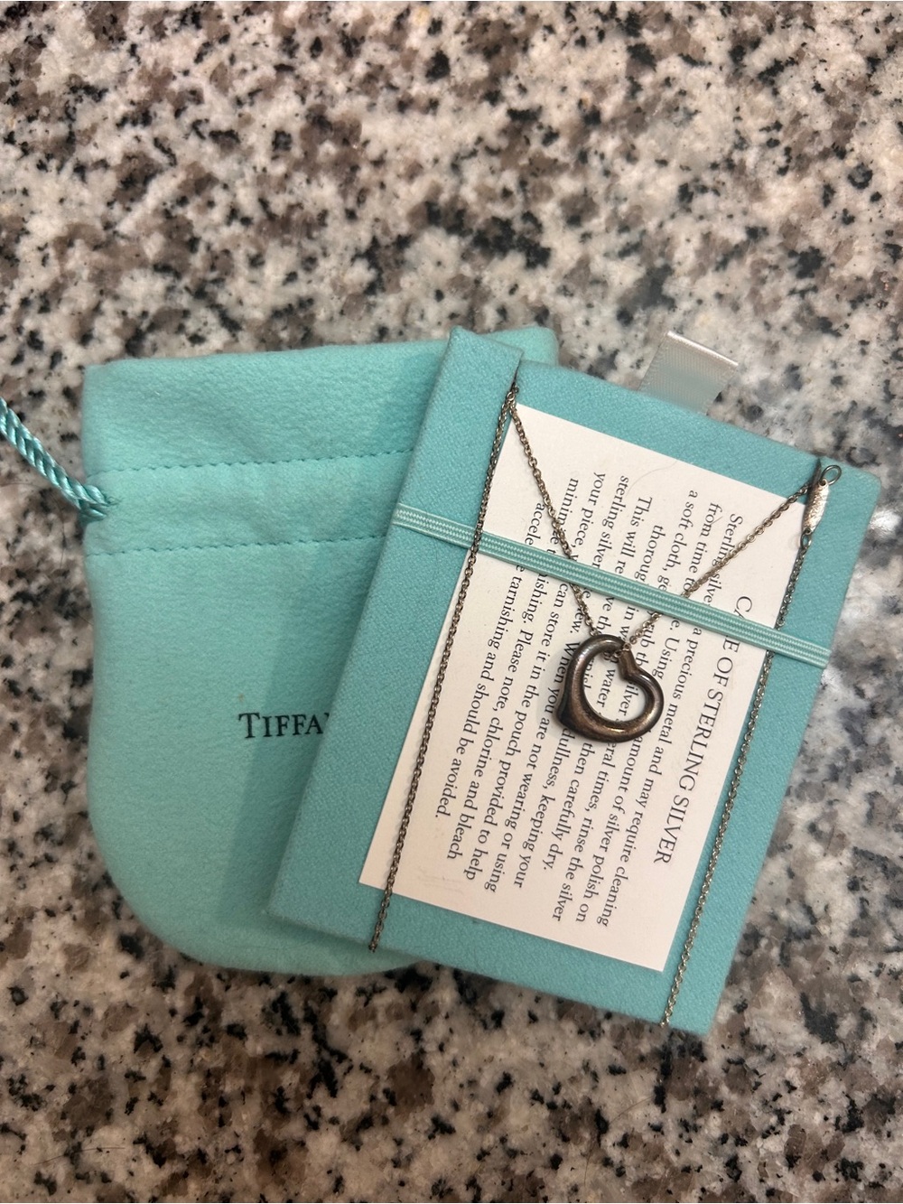 Tiffany & Co. Sterling Silver Open Circle Necklace with Tiffany Blue Pouch
